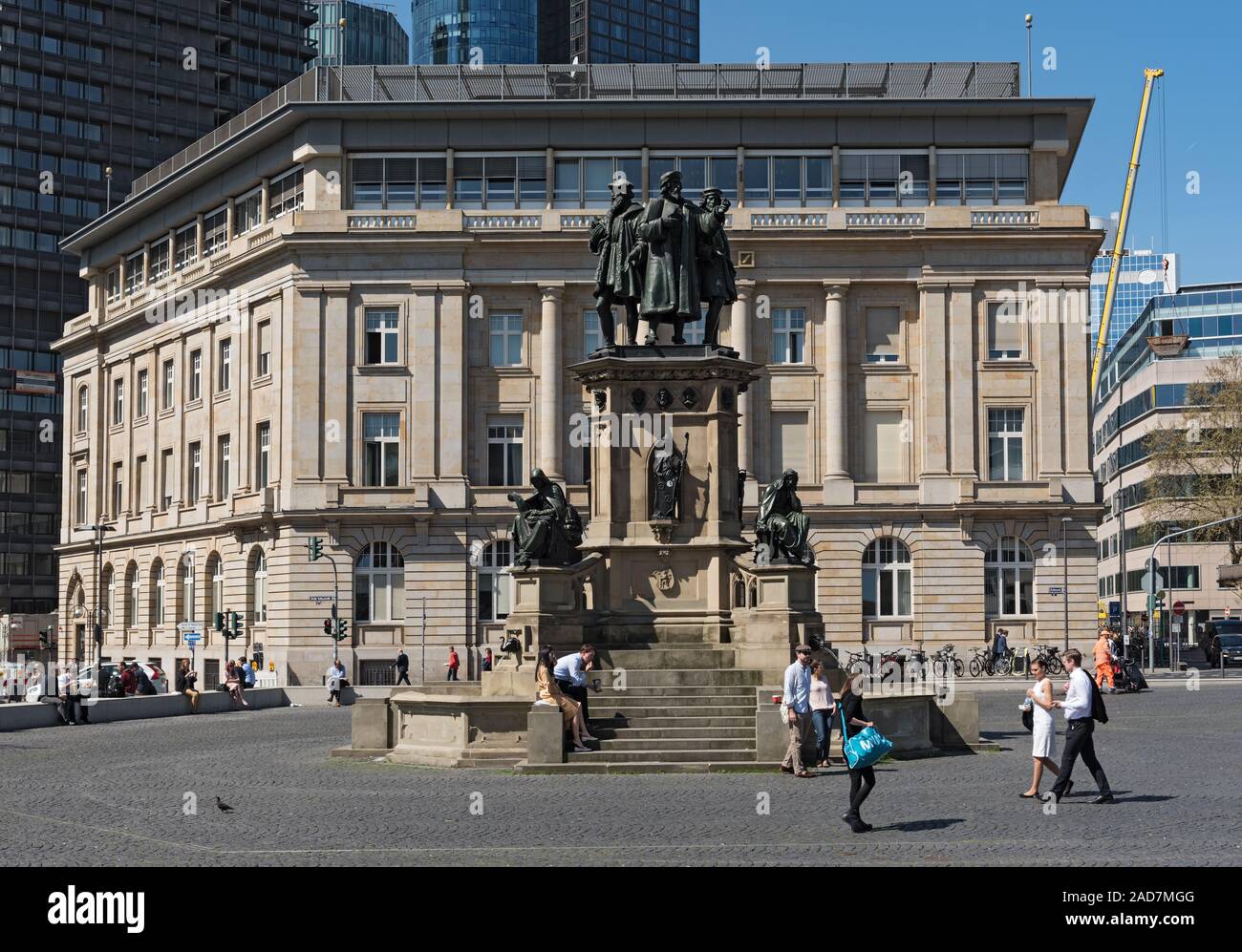 Das Johannes-gutenberg-Denkmal auf dem südlichen Roßmarkt, Frankfurt am Main, Deutschland Stockfoto