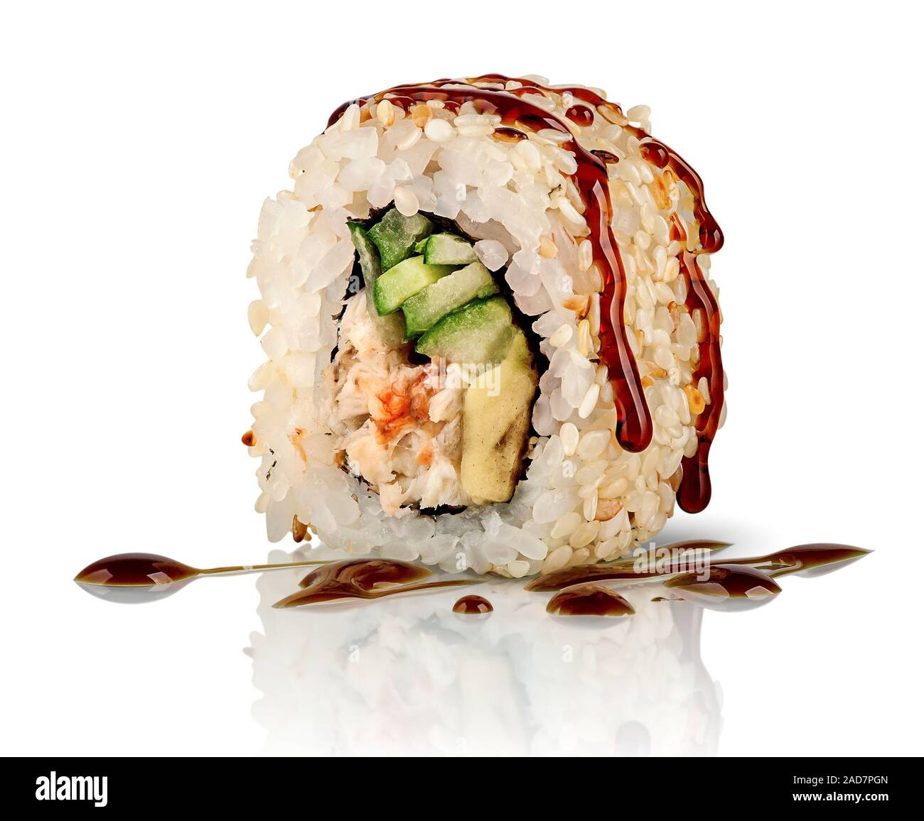 Closeup Sushi Roll Kalifornien Stockfoto
