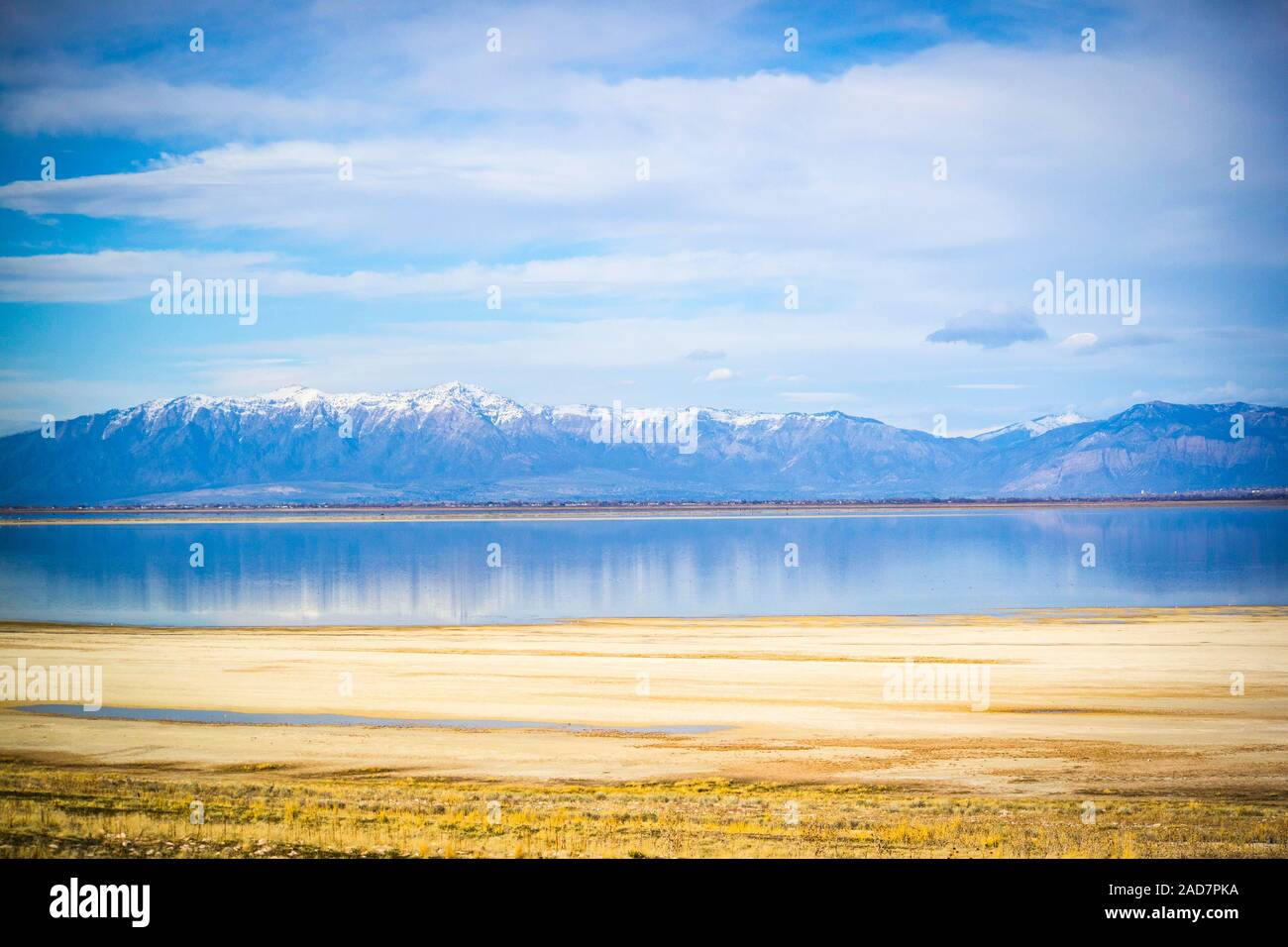 Eine schöne Aussicht auf die Bergwelt in Antelope Island State Park, Utah Stockfoto