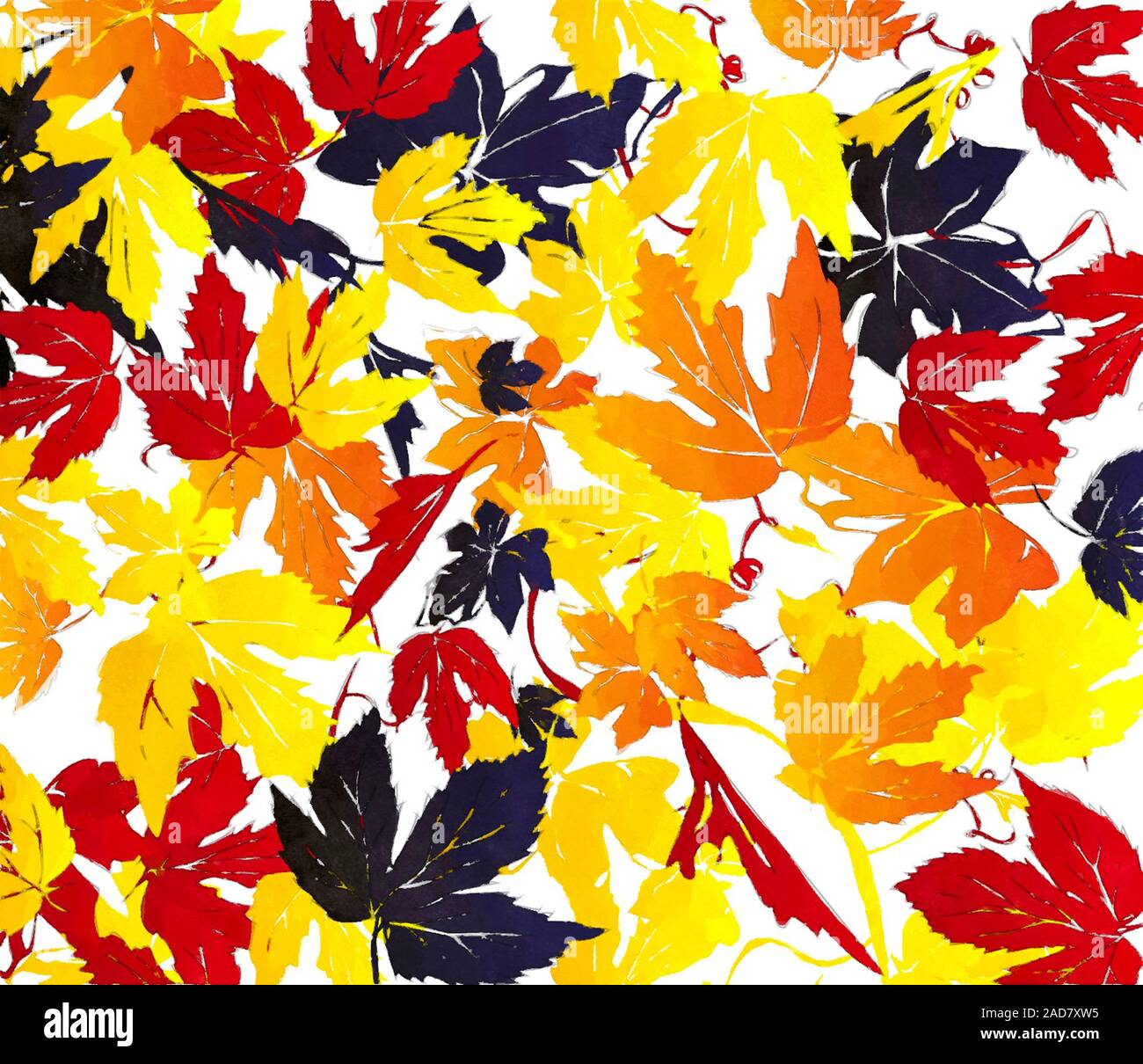 Aquarell Herbst Blätter Stockfoto