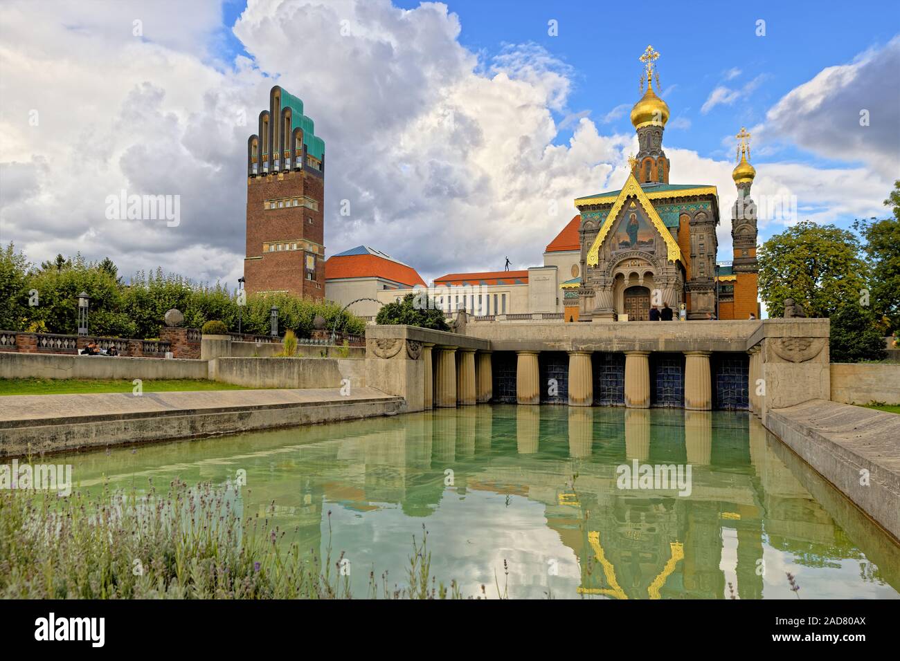 Russische Kapelle und hochzeitsturm Darmstadt Stockfoto