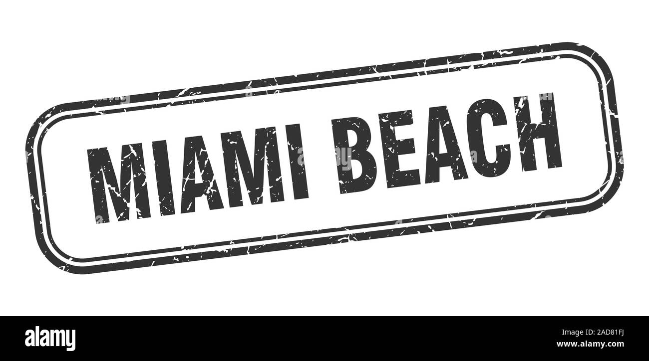 Miami Beach Stempel. Miami Beach schwarz Grunge isoliert anmelden Stock Vektor