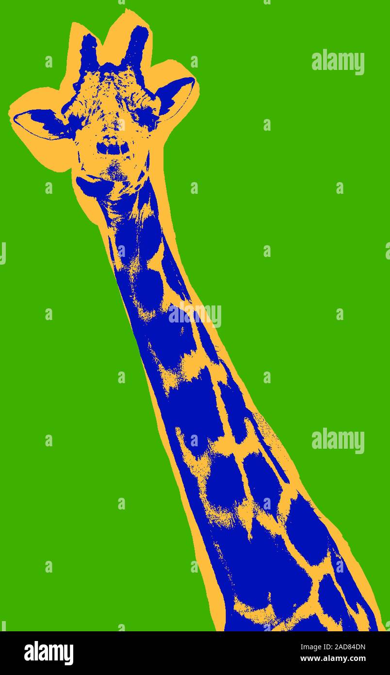 Giraffe Bild über grüne Hintergrund im Pop Art Stil Stockfoto