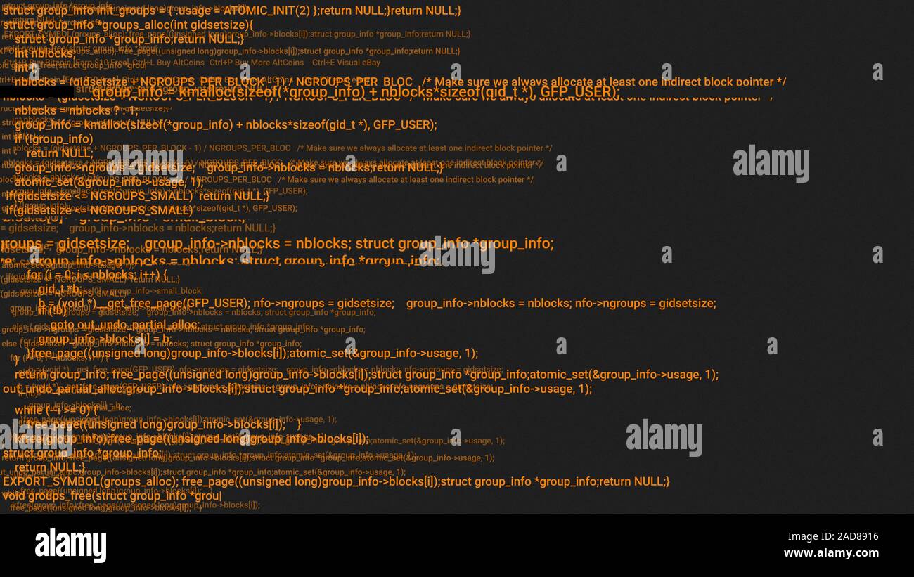 Orange-Codierung hacker Konzept Animation mit glitch. Programmiercode Tippfehler. Grosse Daten und Internet Cyber-angriffe. Programmiercode abstrakt. Blockchain Konzept, Computer digital Code Stockfoto