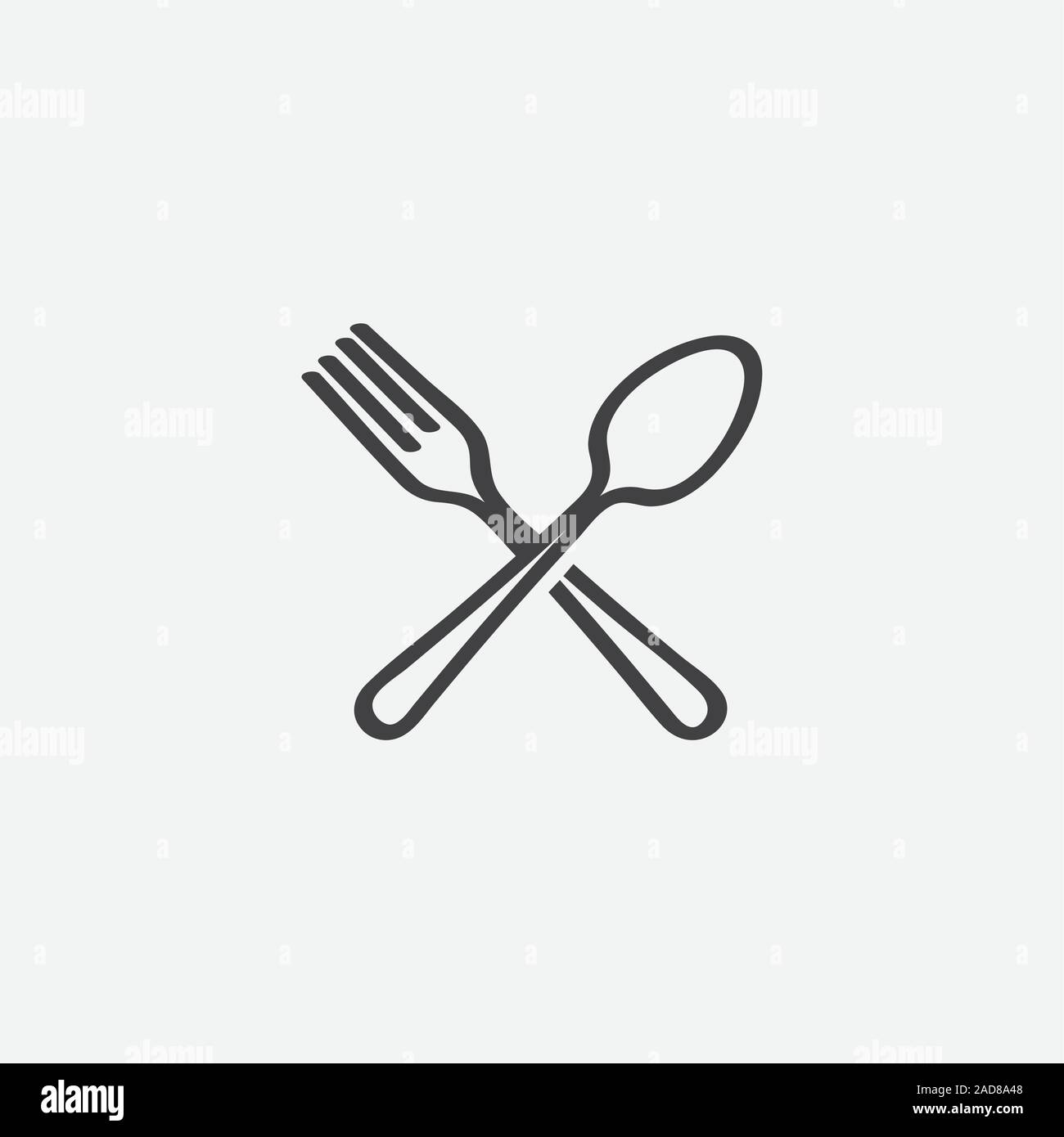 Löffel und Gabel lineare Symbol gekreuzt, Symbol, restaurant Flachbild Vektor-illustration, Restaurant Symbol, kochen Symbol Vektor Stock Vektor