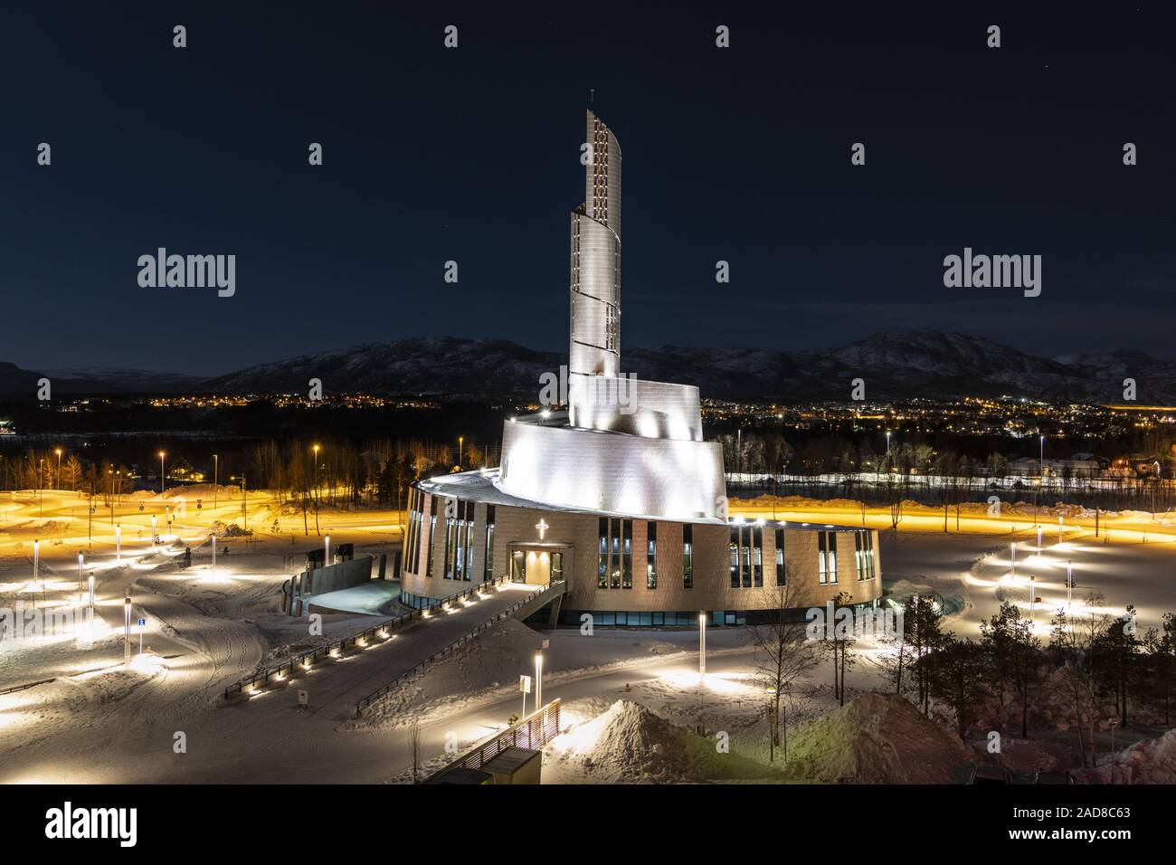 Northern Lights, Kathedrale, Alta, Finnmark, Norwegen Stockfoto