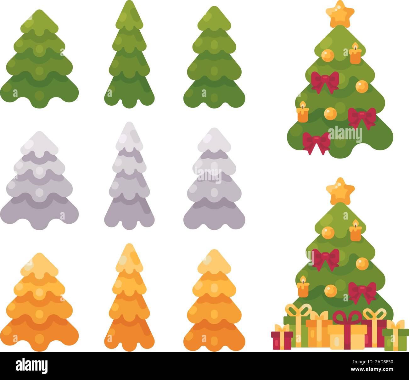 Weihnachtsbaum Kollektion. Ferienwohnung Abbildung Stockfoto