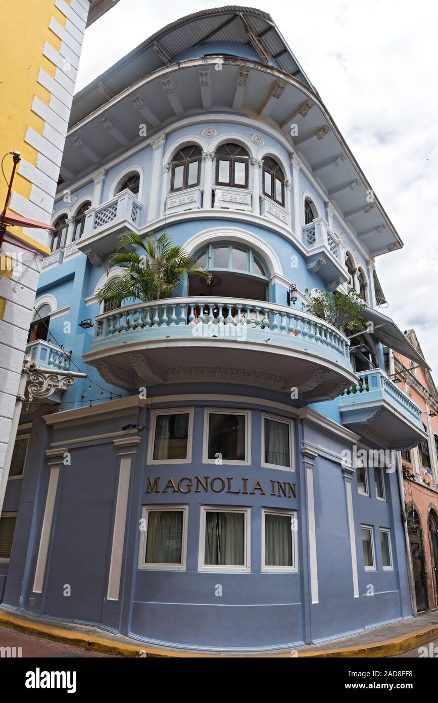 Schönes, historisches Haus Fassade in der Casco Viejo Panama City Stockfoto