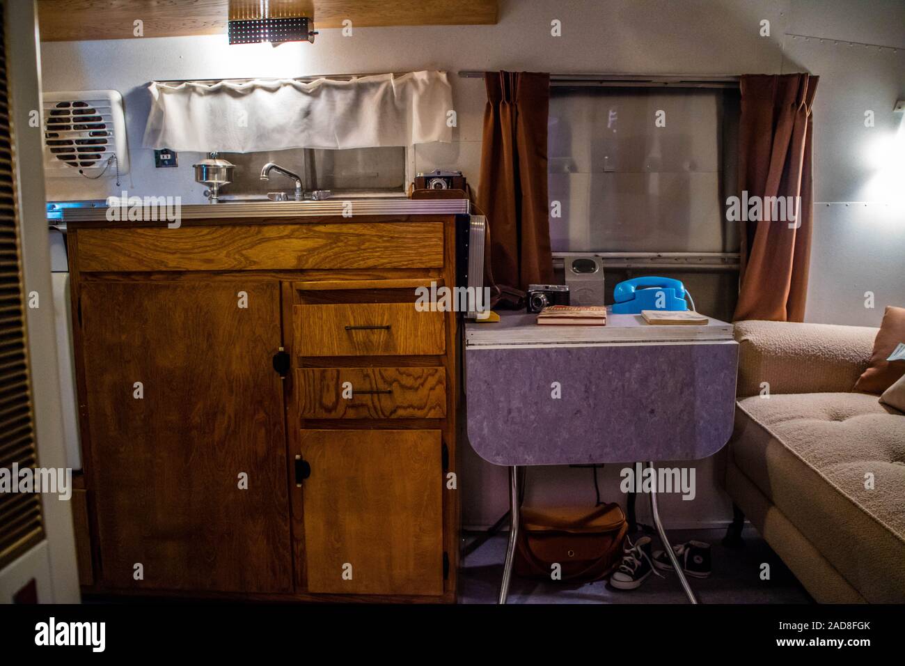 Ein vintage Ford travel Trailer in der Halle des Ruhmes, Indiana Stockfoto