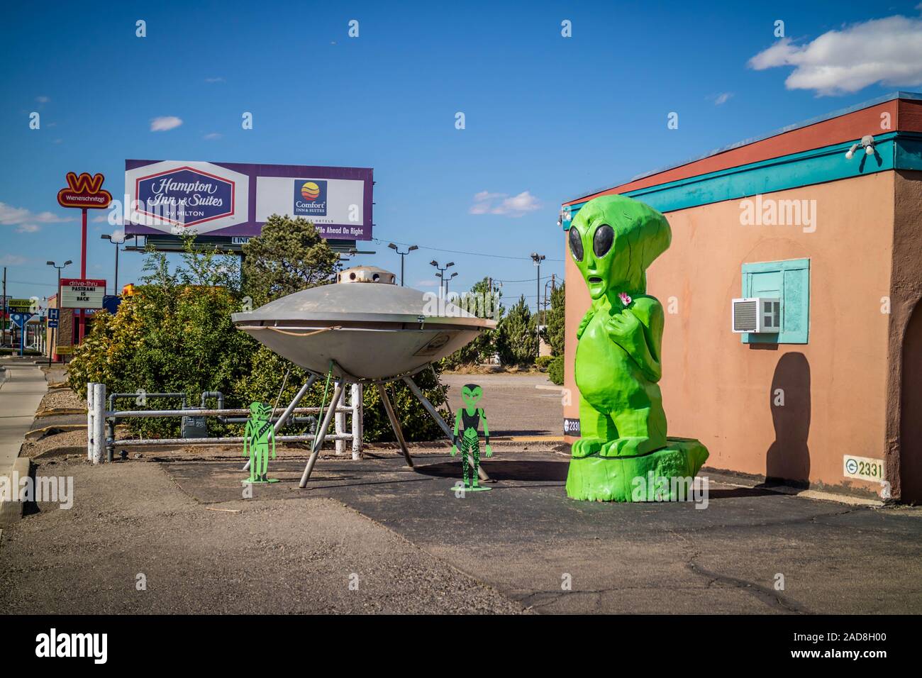 Der berühmte UFO Stadt wegen seiner Beobachtung in Roswell Stockfoto