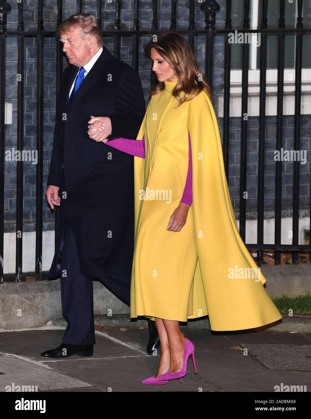 London, Großbritannien. 03 Dez, 2019. Der US-amerikanische Präsident Donald Trump und seine Frau Melania Trump kommen an Nummer 10 Downing Street für den 70. Jahrestag der NATO-Gipfel in London am Dienstag Dezember 3, 2019. Foto von Rune Hellestad/UPI Quelle: UPI/Alamy leben Nachrichten Stockfoto