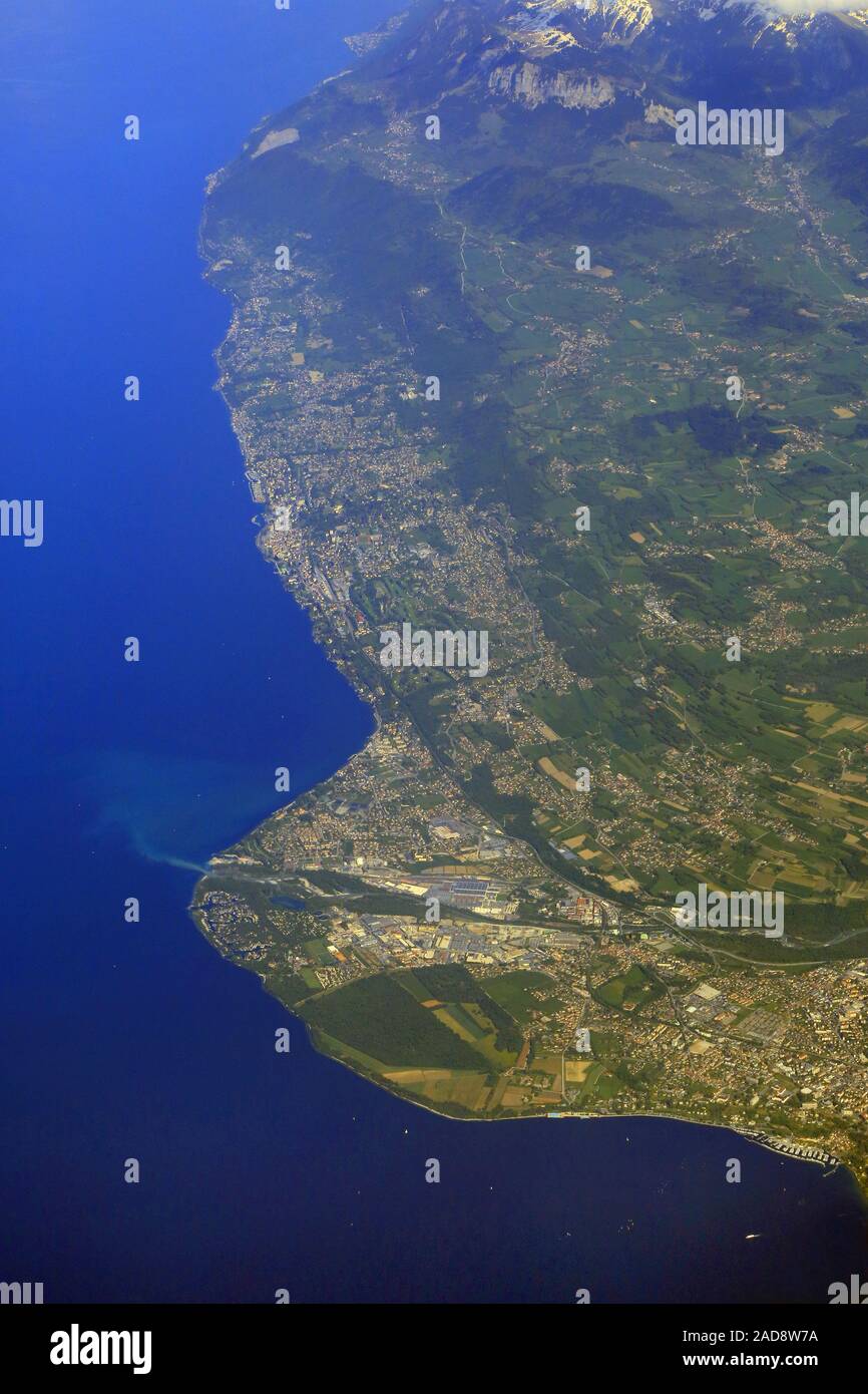 Genfer See, Mund der Dranse in Thonon-les-Bains Stockfoto