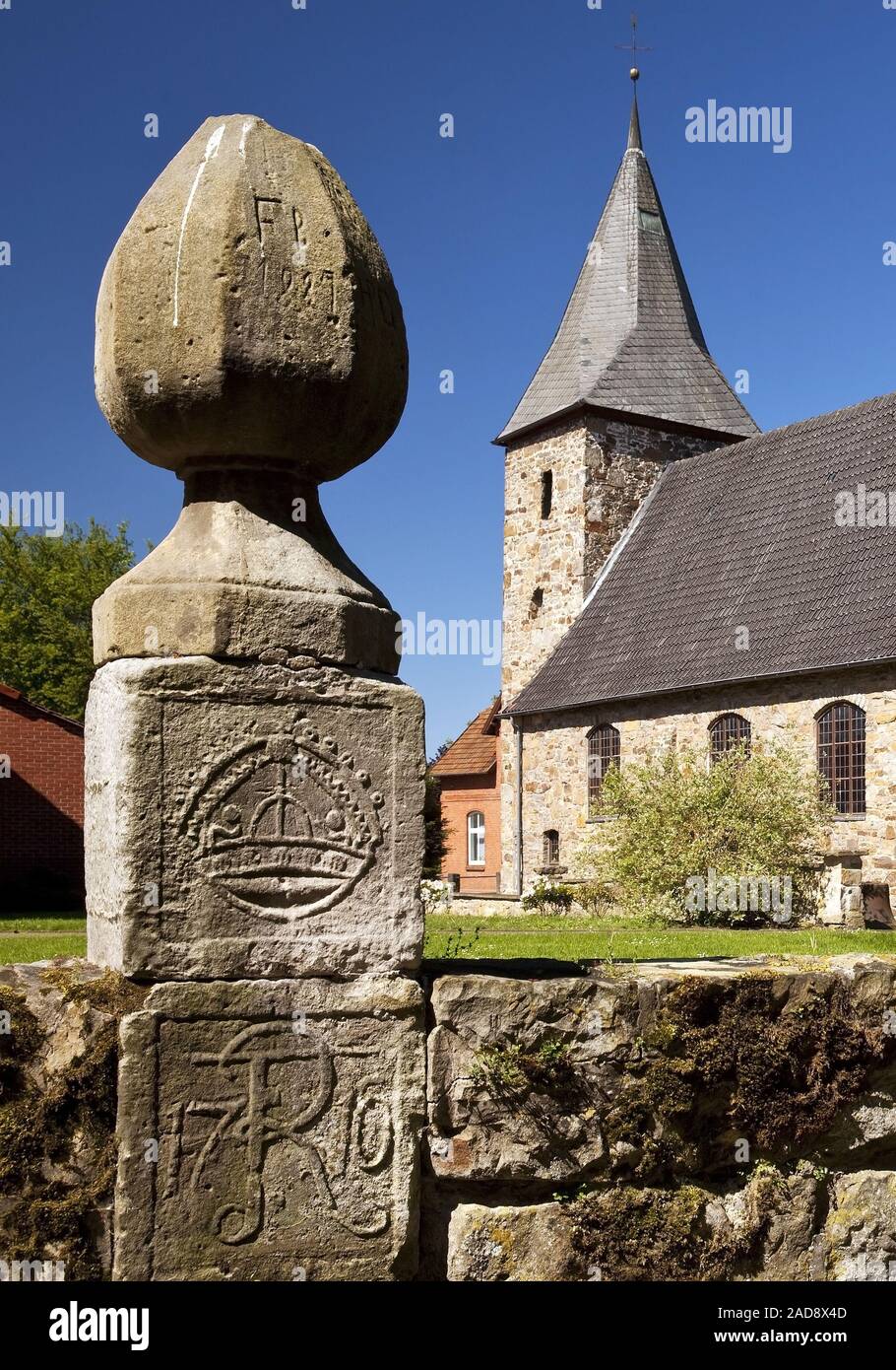 Evangelische Kirche Schuesselburg, Petershagen, Nordrhein-Westfalen, Deutschland, Europa Stockfoto