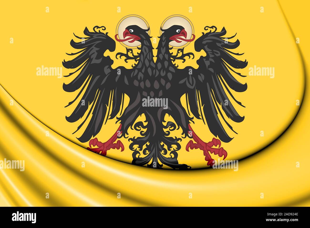 3D-Flagge des Heiligen Römischen Reiches (1400-1806). 3D-Darstellung. Stockfoto