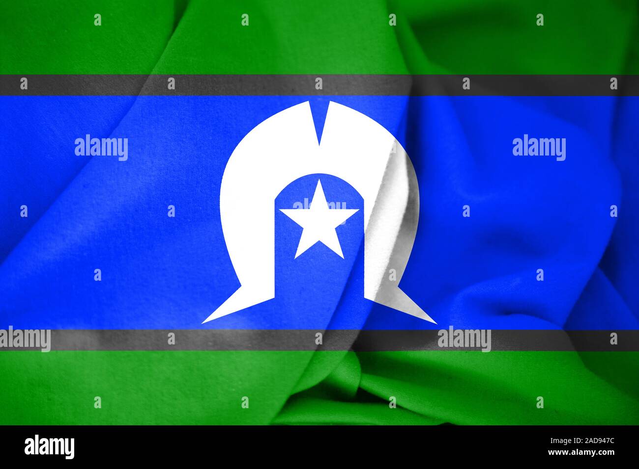 3D-Flagge Torres Strait Islanders. 3D-Darstellung. Stockfoto