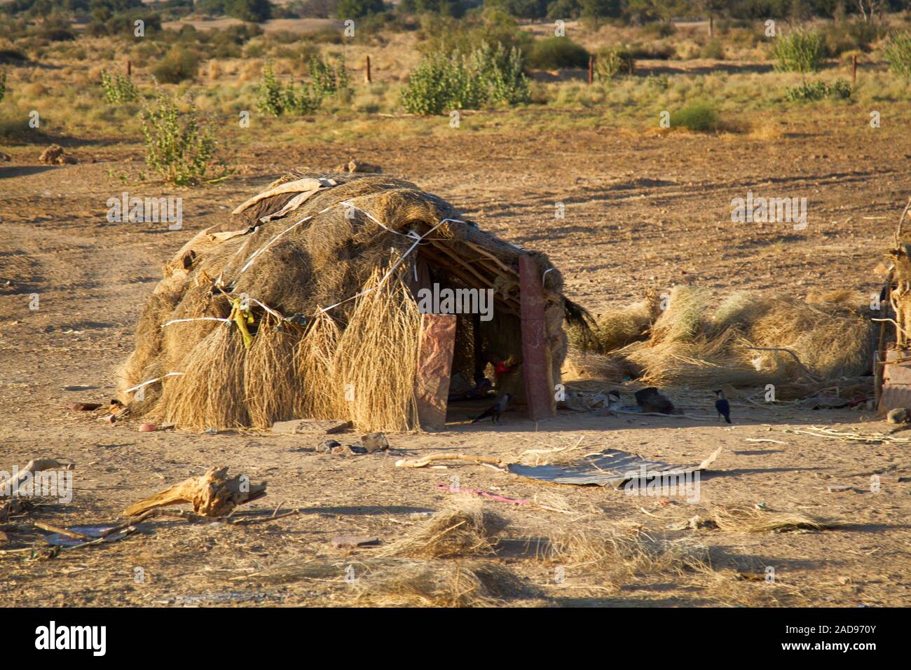 Die Hütte des armen indischen Bauern Stockfoto