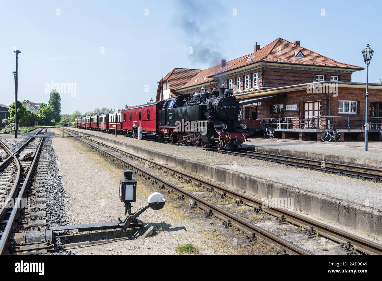 Molli, historische Dampfeisenbahn, Bahnhof Kühlungsborn West, Deutschland, Europa Stockfoto