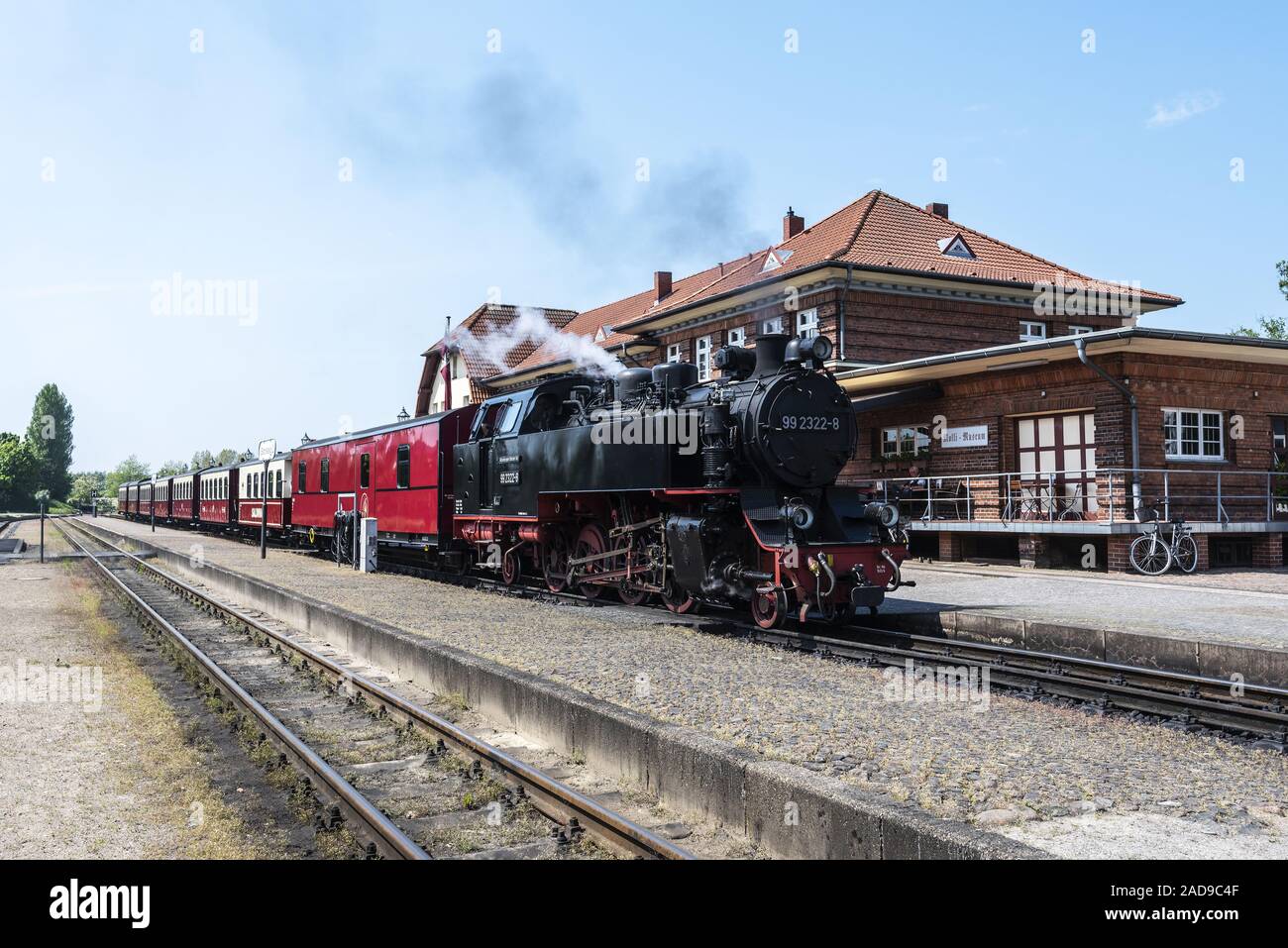 Molli, historische Dampfeisenbahn, Bahnhof Kühlungsborn West, Deutschland, Europa Stockfoto