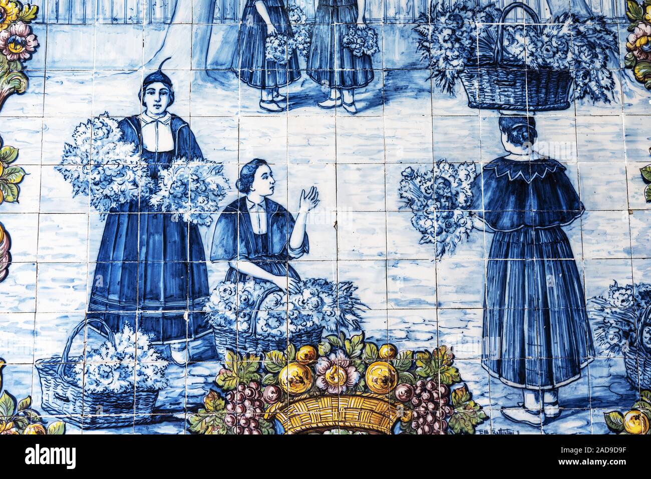 Street Scene, Azulejos, Markthalle, Funchal, Madeira, Portugal, Europa Stockfoto