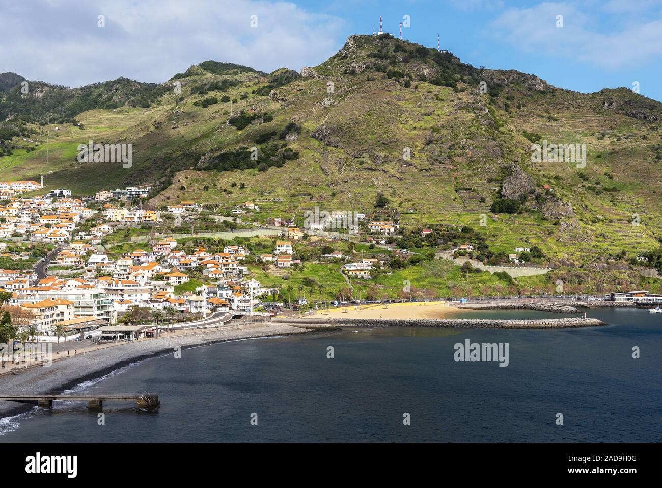 Küstenstadt, Machico, Ostküste, Madeira, Portugal, Europa Stockfoto