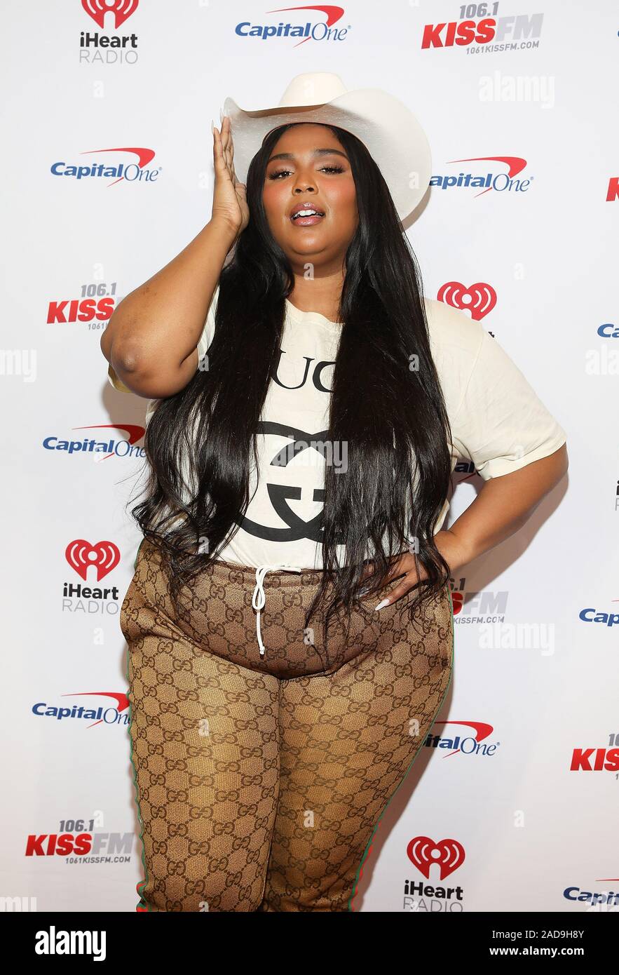 DALLAS, TX - Dezember 03: Lizzo besucht die 106,1 KISS FM iHeartRadio Jingle Ball 2019 bei Dickies Arena am Dezember 3, 2019 in Dallas, Texas. Foto: Trish Badger/imageSPACE/MediaPunch Credit: MediaPunch Inc/Alamy leben Nachrichten Stockfoto