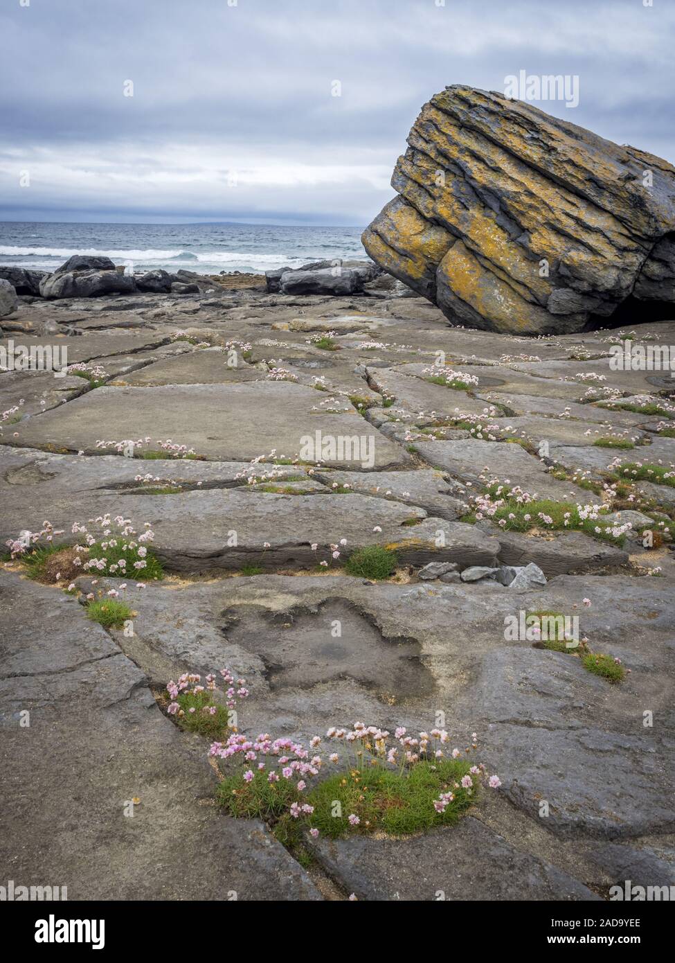 Massiven Felsen an der Küste von Irland Fanore Beach Stockfoto