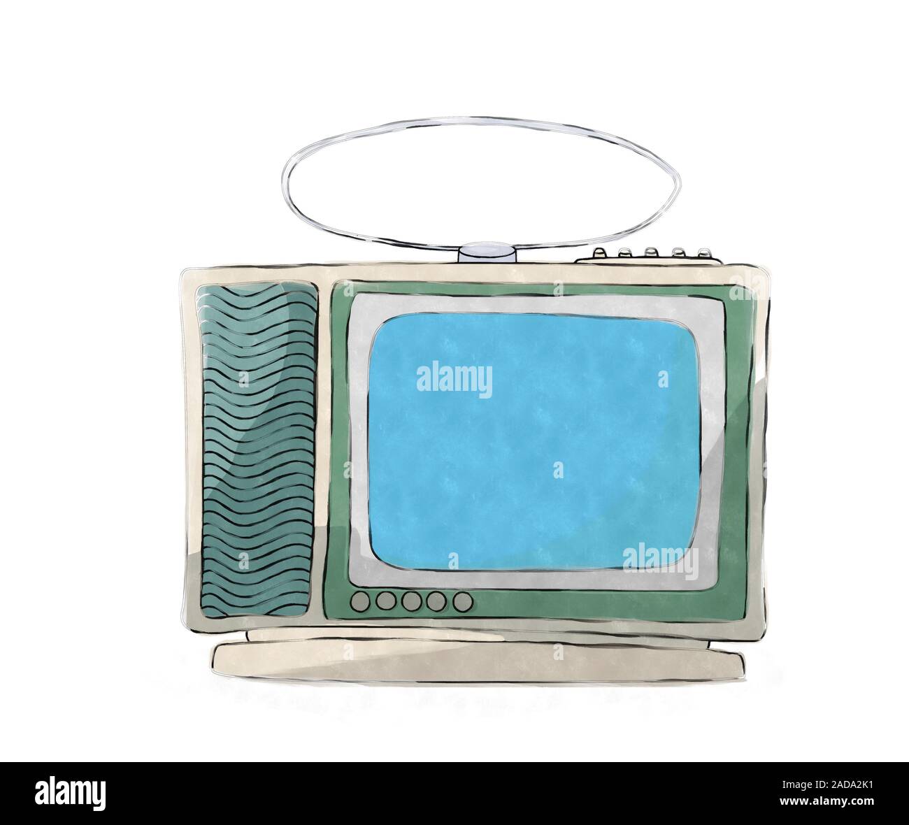 Aquarell retro tv Set 2 Stockfoto