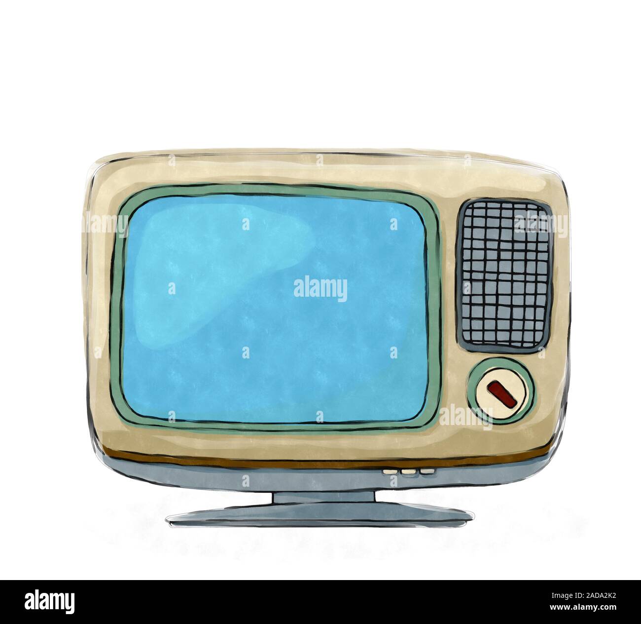 Aquarell retro tv-set Stockfoto