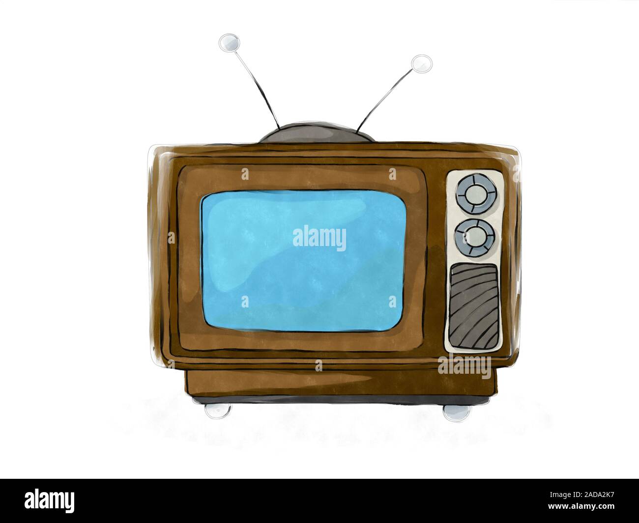 Aquarell retro TV-Set 4 Stockfoto