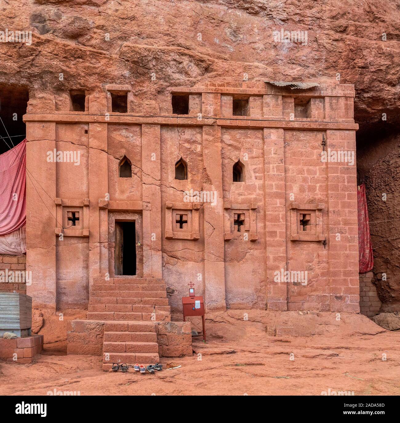 Bete Abba Rock-Hewn Libanos Kirche, Lalibela, Äthiopien Stockfoto