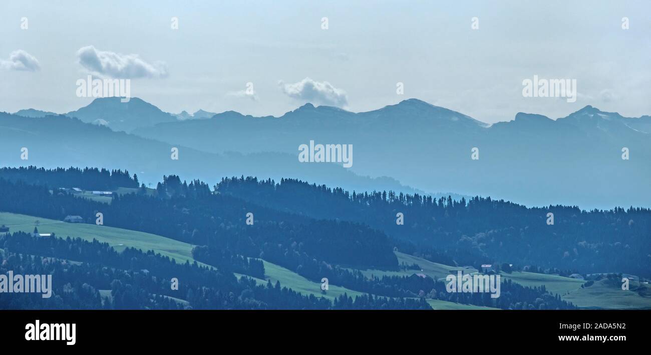 Blick auf die Alpen, bei Tri-state-area, in Deutschland, Österreich und der Schweiz Stockfoto