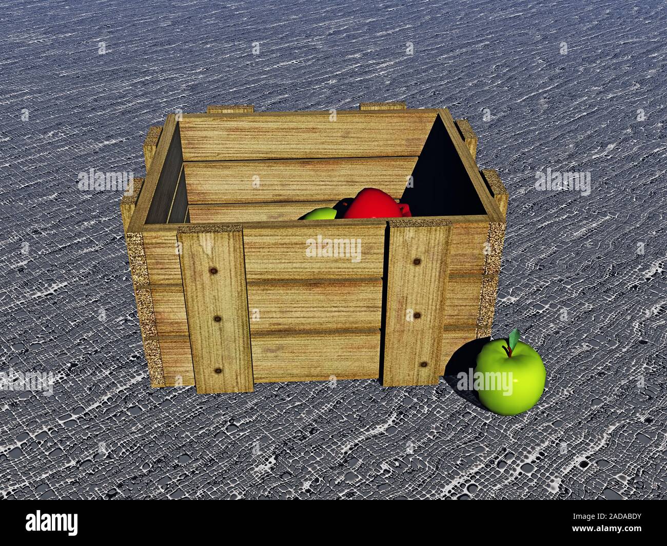 Holzstäbchen Box mit Äpfel Stockfoto