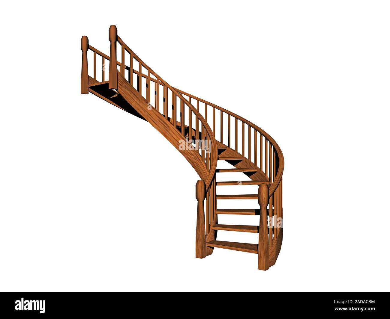 Gedreht und geschwungenen hölzernen Treppen Stockfoto