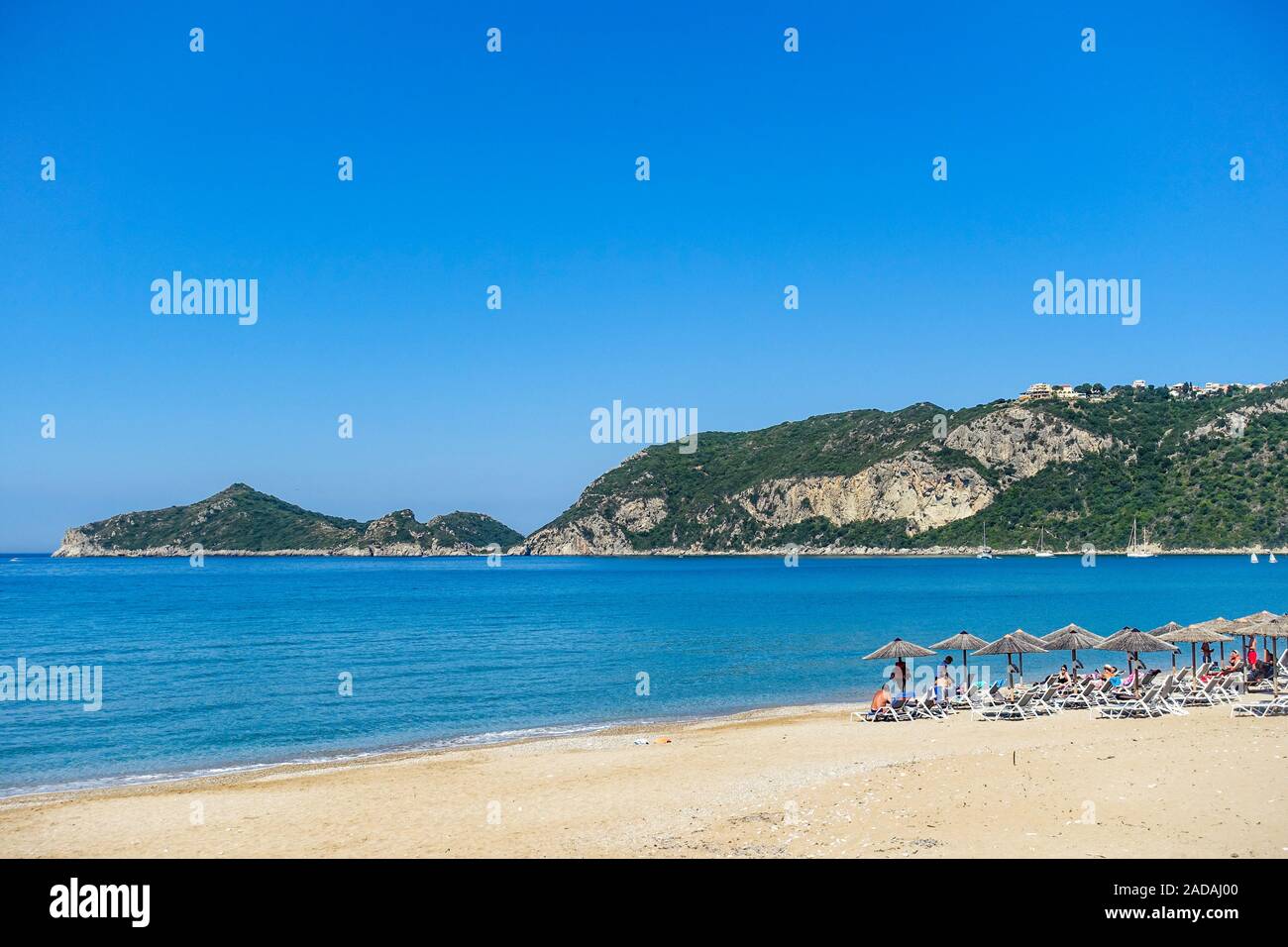 Die Bucht von agions Geoergios Pagi, ein beliebtes Touristenziel, Korfu, Griechenland Stockfoto