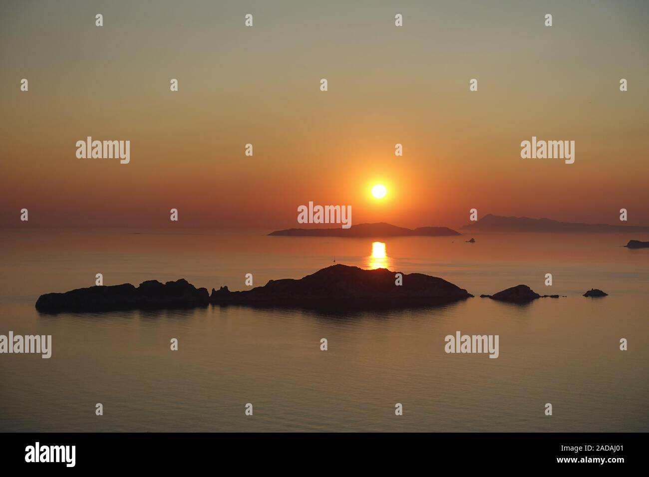 Malerischen Sonnenuntergang in Afionas, Korfu, Griechenland Stockfoto