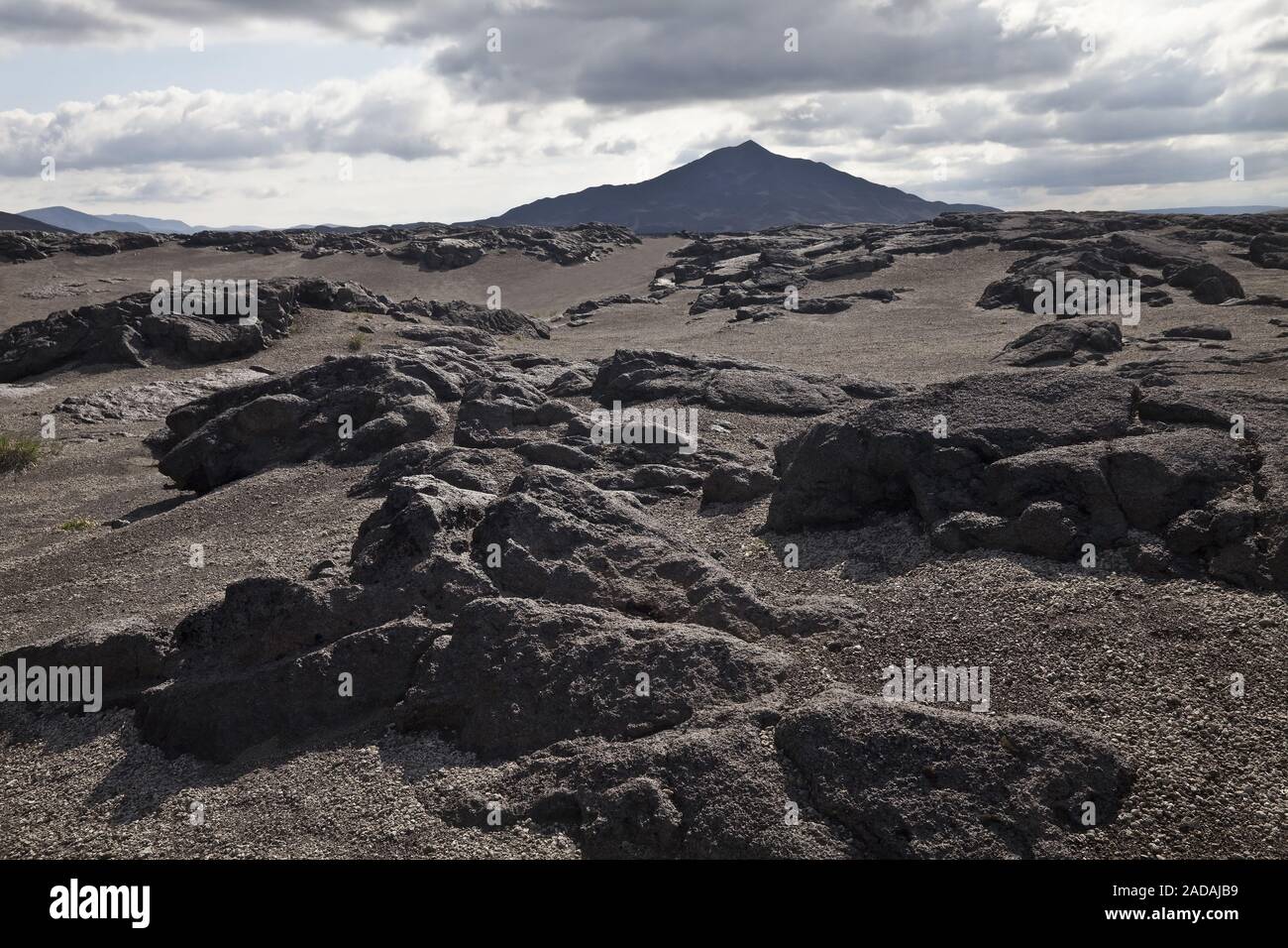 Vulkanische Landschaft mit Berg Upptyppingar, Highlands, Island, Europa Stockfoto