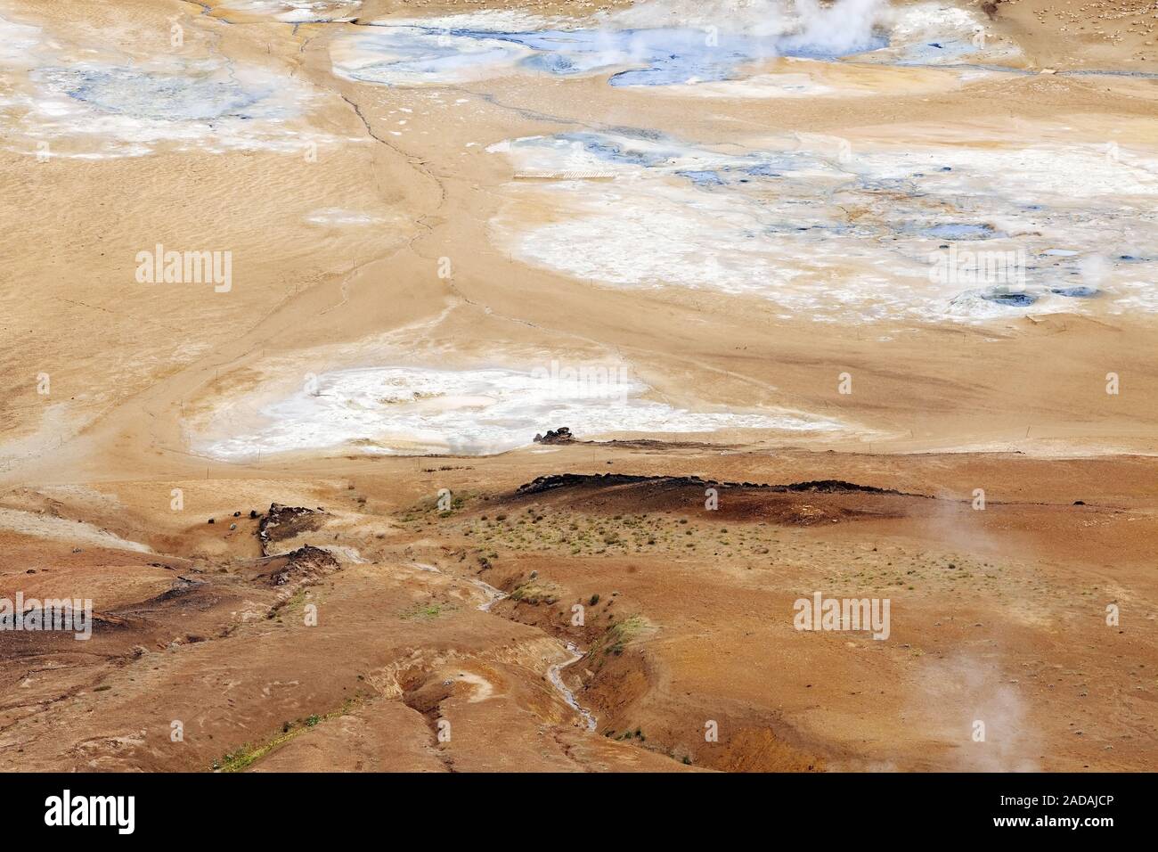 Geothermale Region Hveraroend von oben, Namaskard, Island, Europa Stockfoto
