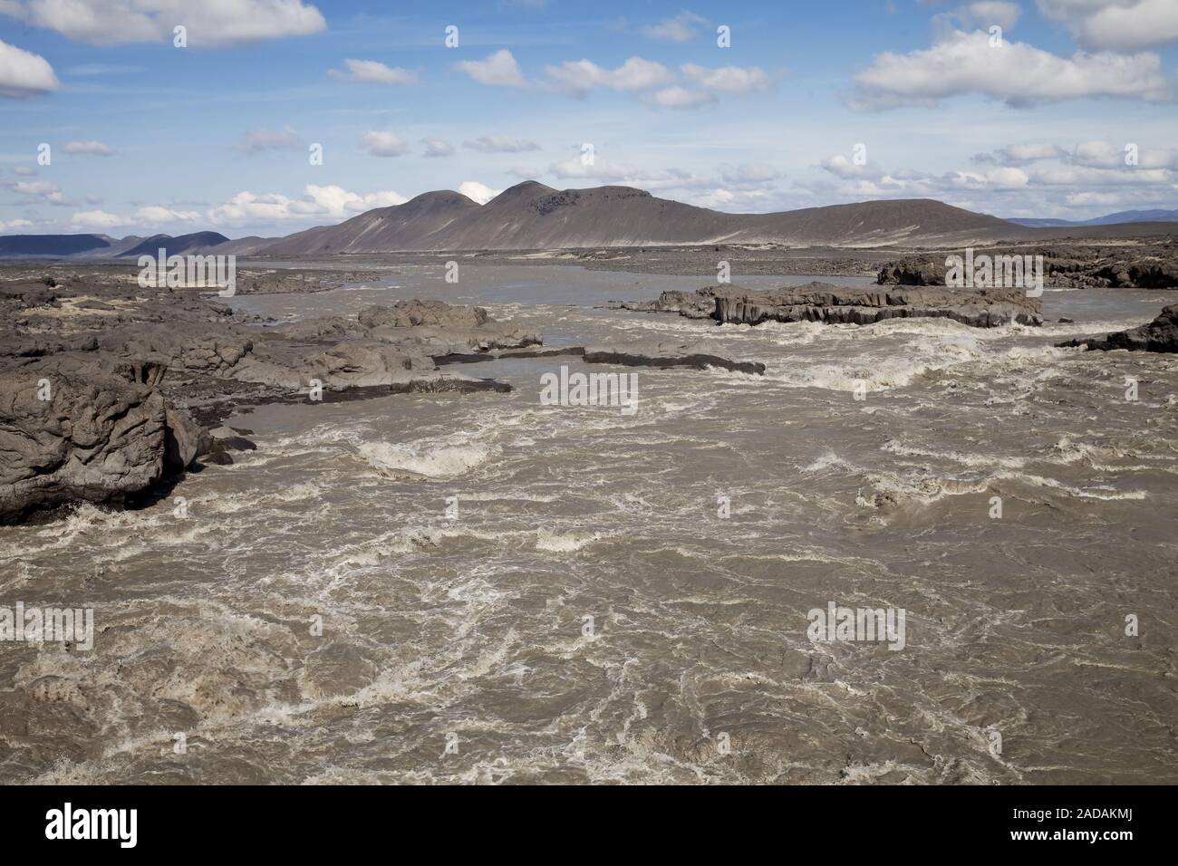 Glacier stream Kreppa in vulkanischen Landschaft, Highlands, Island, Europa Stockfoto