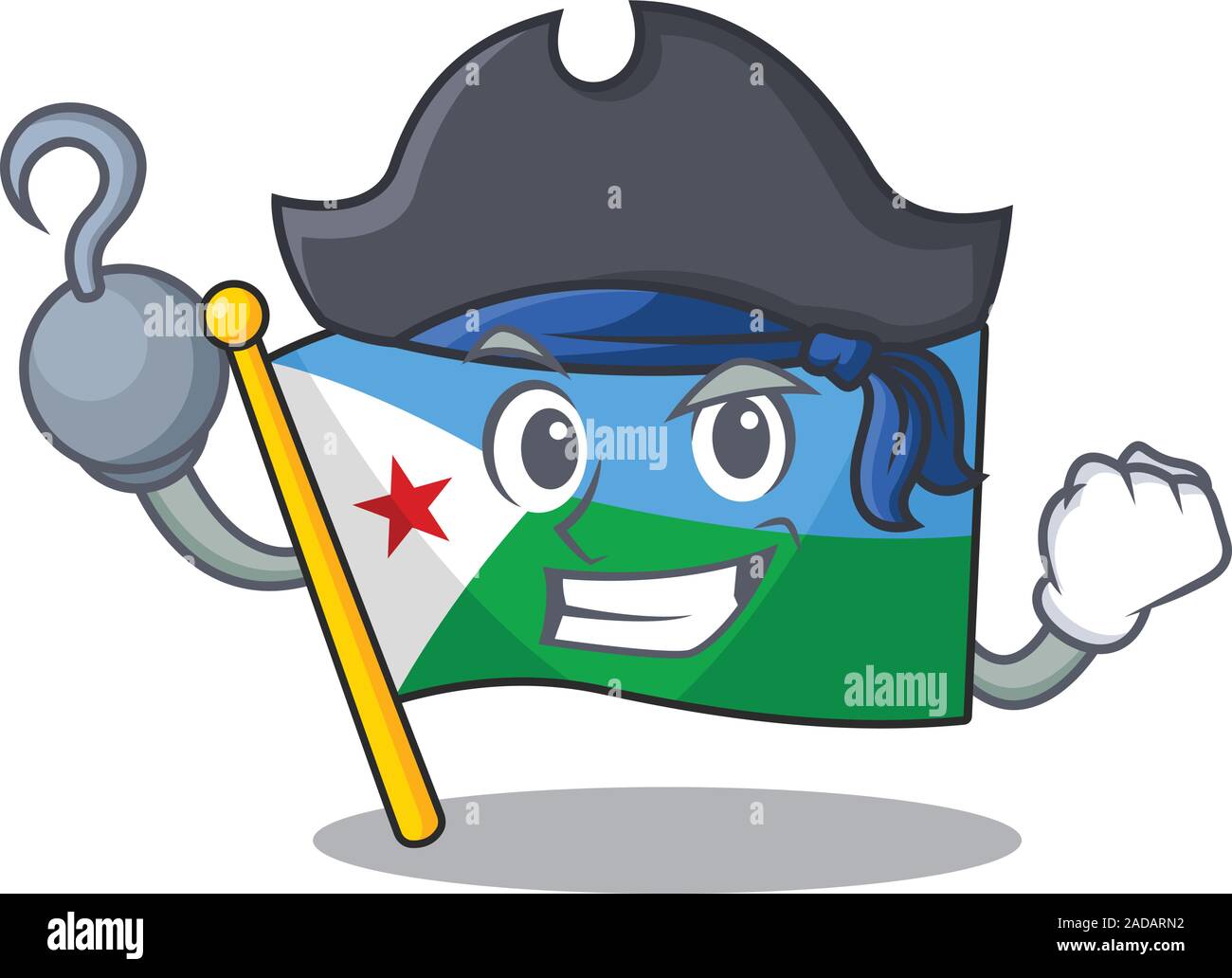 Einerseits Piraten Flagge Dschibuti Maskottchen Cartoon Stil Stock Vektor