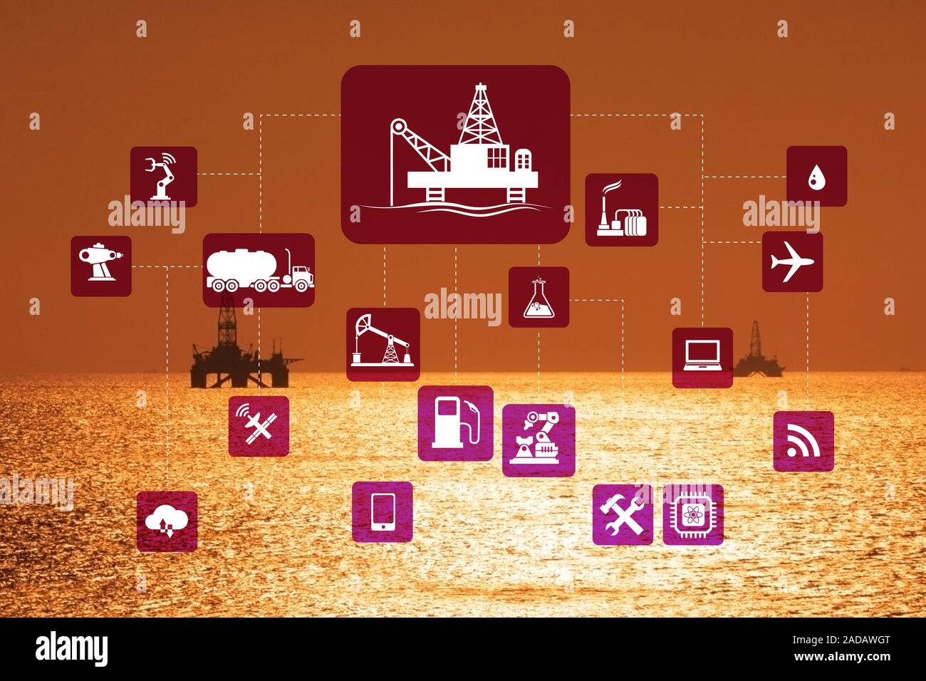 Konzept der Automatisierung in der Öl- und Gasindustrie Stockfoto