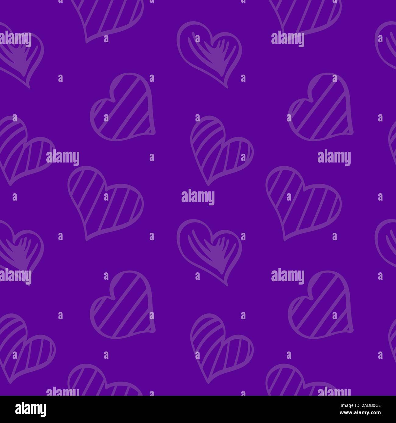 Nahtlose Muster mit Hand gezeichnet Herzformen. Romantische violetten Hintergrund. Vektor illustartion. Stock Vektor