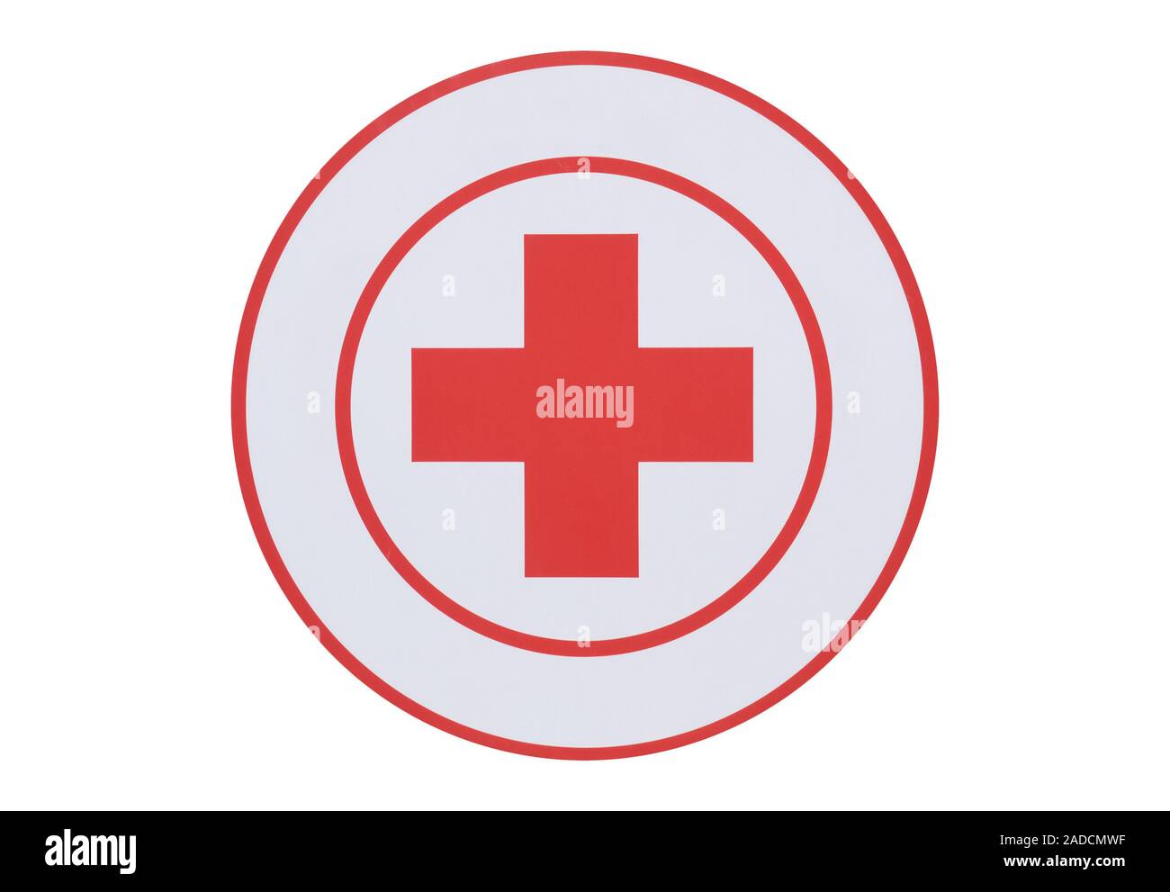 Circular red cross isolated on a white background Stockfoto