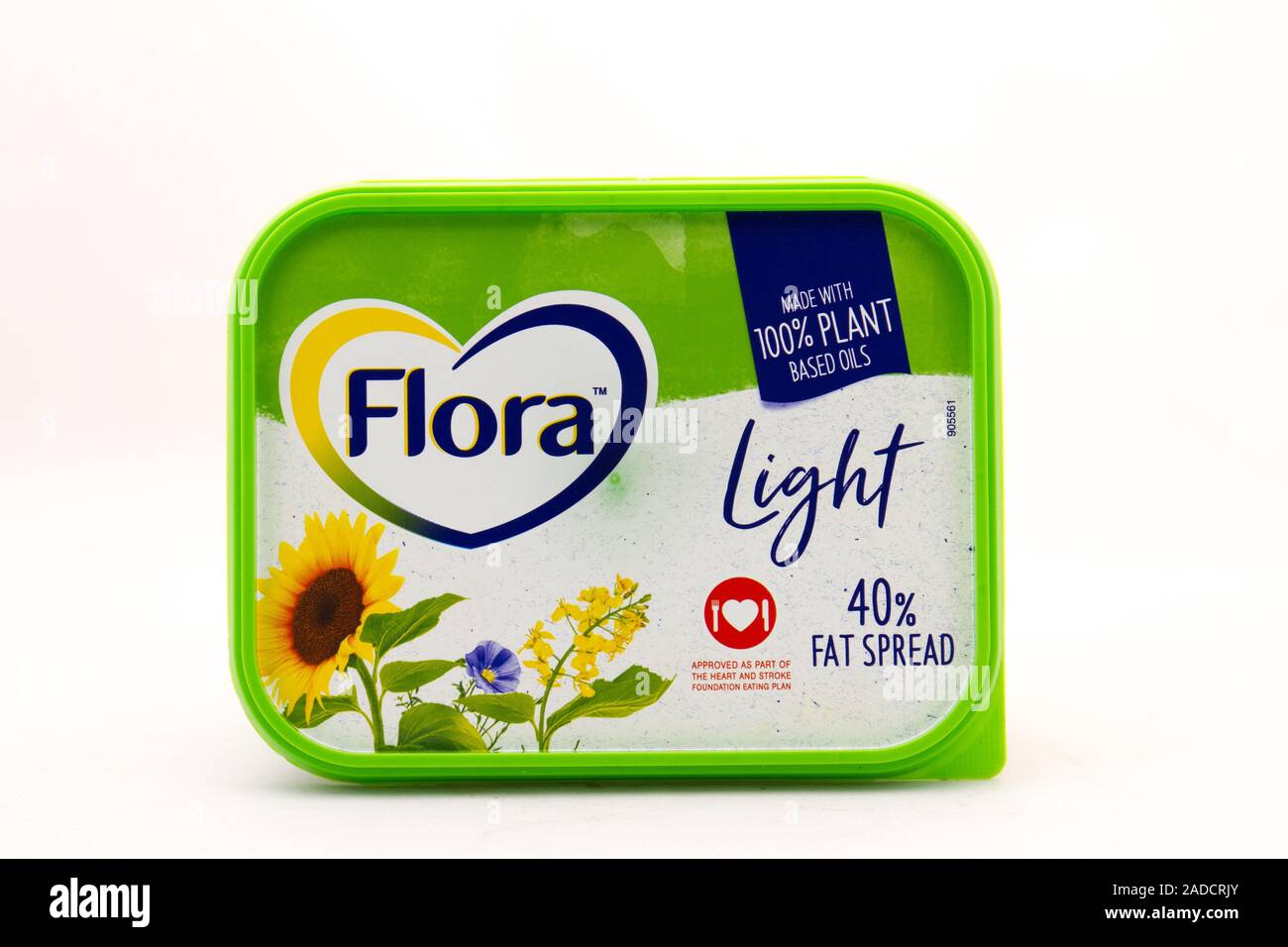 Alberton, Südafrika - ein Whirlpool von Flora leichte Streichfett auf einen klaren Hintergrund Bild im Querformat mit Kopie Raum isoliert Stockfoto