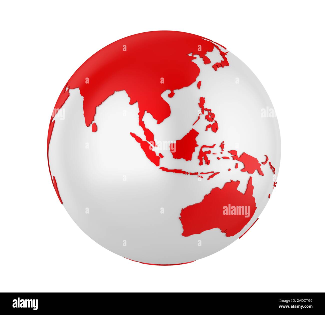 Erde Asien Kugelansicht isoliert Stockfoto