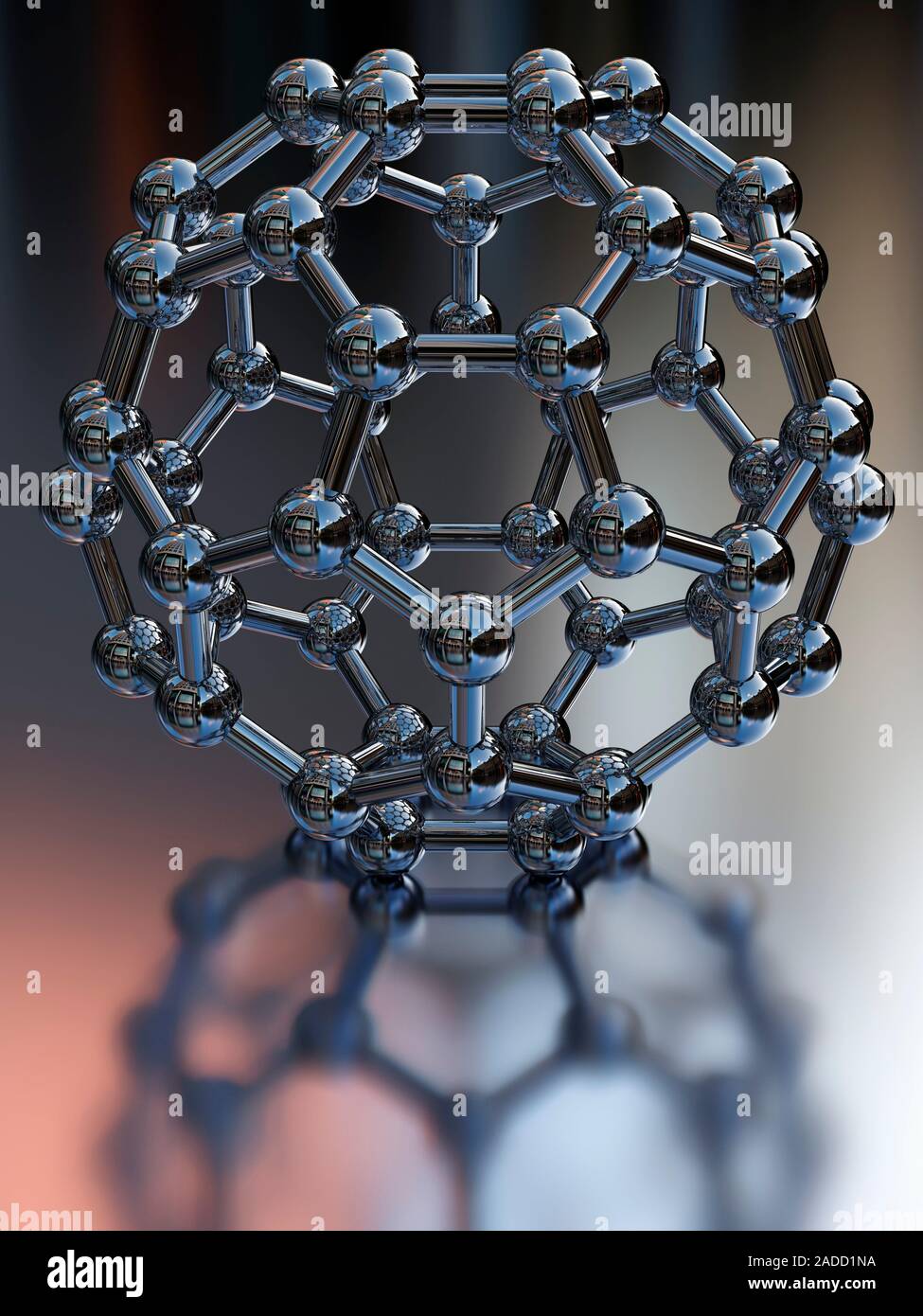 Buckyball Molekül C60. Molekulares Modell des kugelförmigen Fullerene Molekül C60. Fullerene sind strukturell unterschiedliche Formen (allotropes) von Kohlenstoff. Th Stockfoto