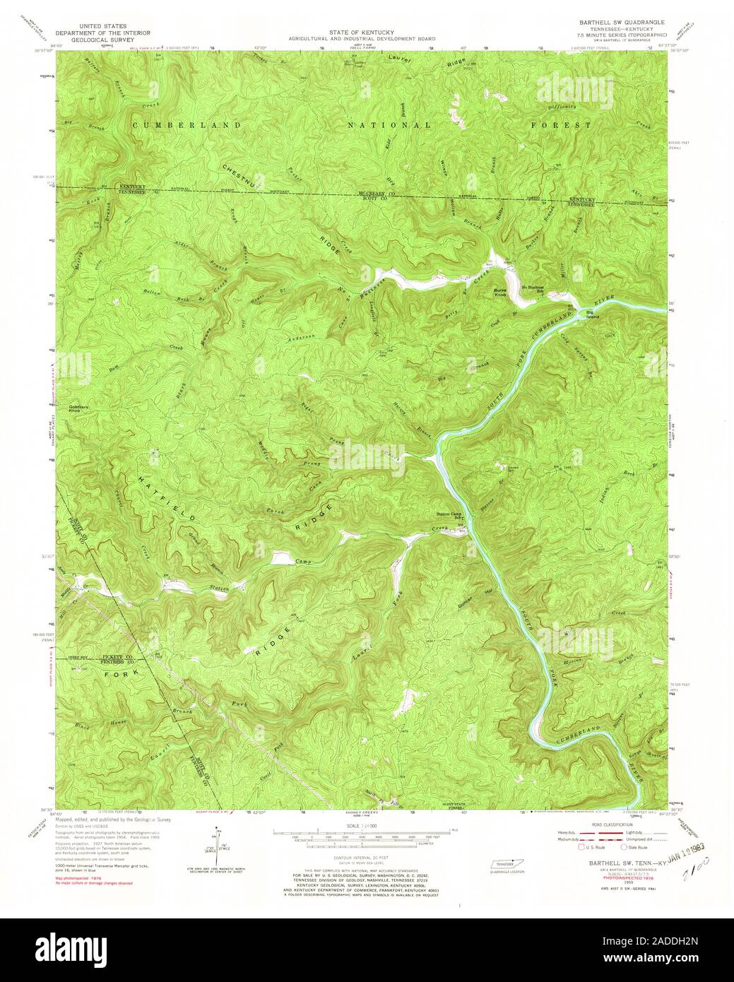USGS TOPO Karte Tennessee TN Barthell SW 143672 1955 24000 Wiederherstellung Stockfoto