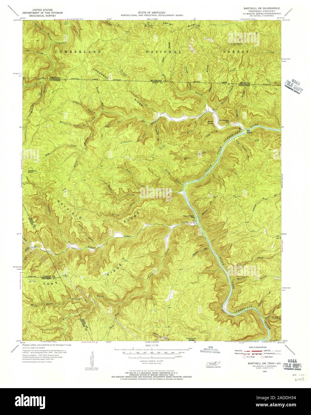 USGS TOPO Karte Tennessee TN Barthell SW 143671 1955 24000 Wiederherstellung Stockfoto
