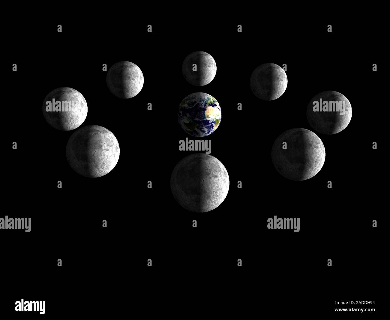 Wie Oft Umkreist Der Mond Die Erde Phasen des Mondes als vom Weltraum aus gesehen, Illustration. Wie der