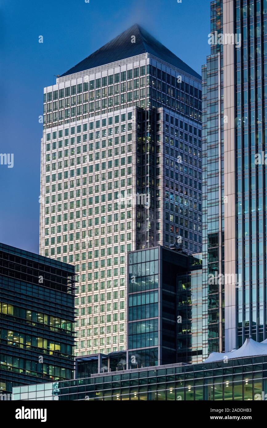 One Canada Square Canary Wharf London Tower Architekten Cesar Pelli & Associates, Adamson Associates, und Frederick Gibberd Coombes & Partner Open 1991 Stockfoto