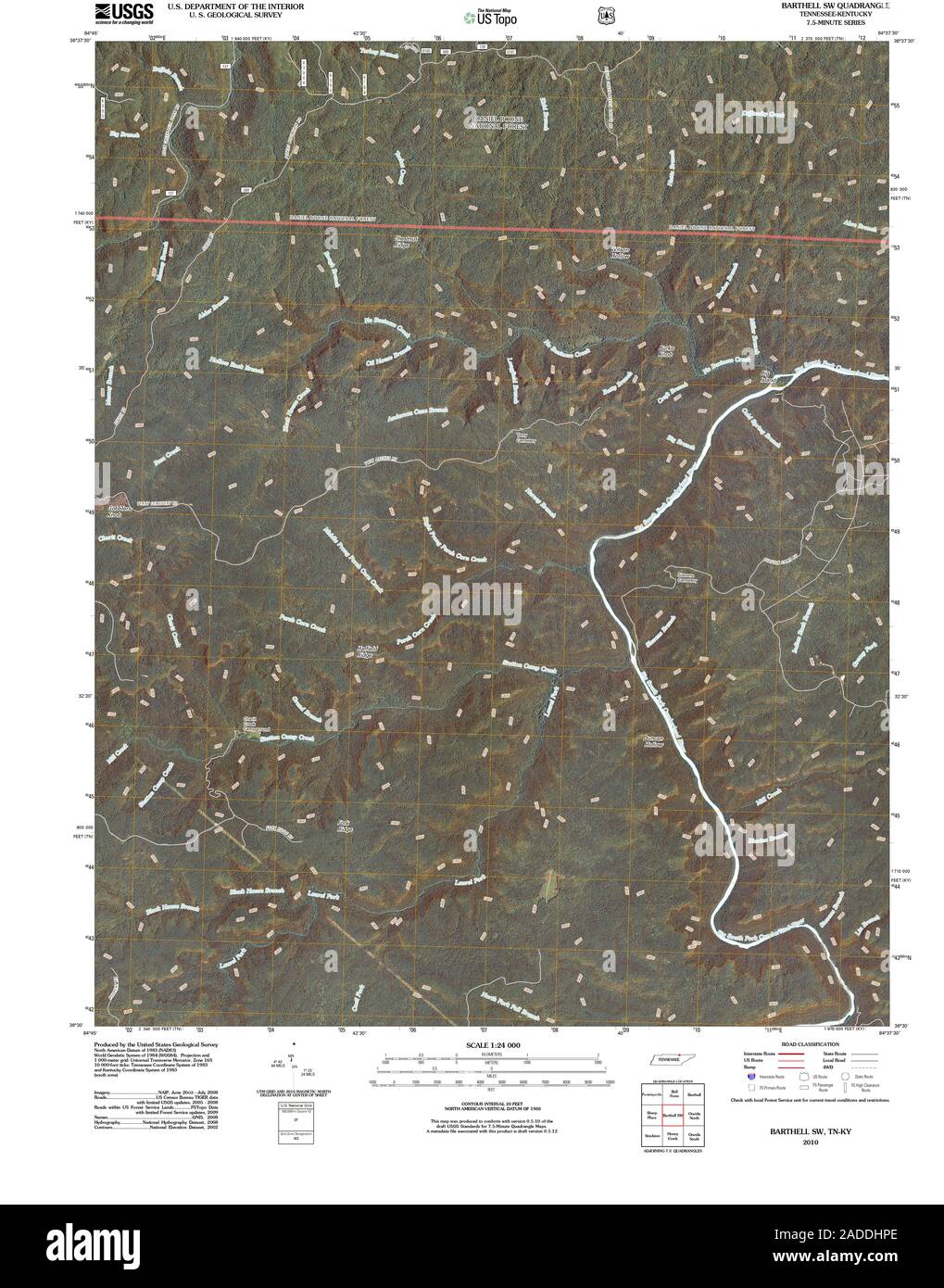 USGS TOPO Karte Tennessee TN Barthell SW 20101118 TM Wiederherstellung Stockfoto